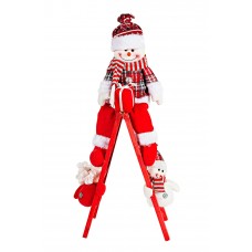 Dekoratif 70 cm Ahşap Merdivenli Yılbaşı Süsü Yılbaşıkardanadam